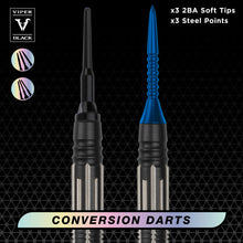 Load image into Gallery viewer, Viper Black Flux 90% Tungsten Steel or Soft Tip Conversion Darts Blue 20 Grams
