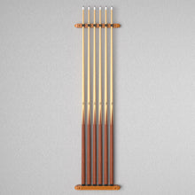Load image into Gallery viewer, Fat Cat Oak 6 Cue 2-Piece Wall Cue Rack
